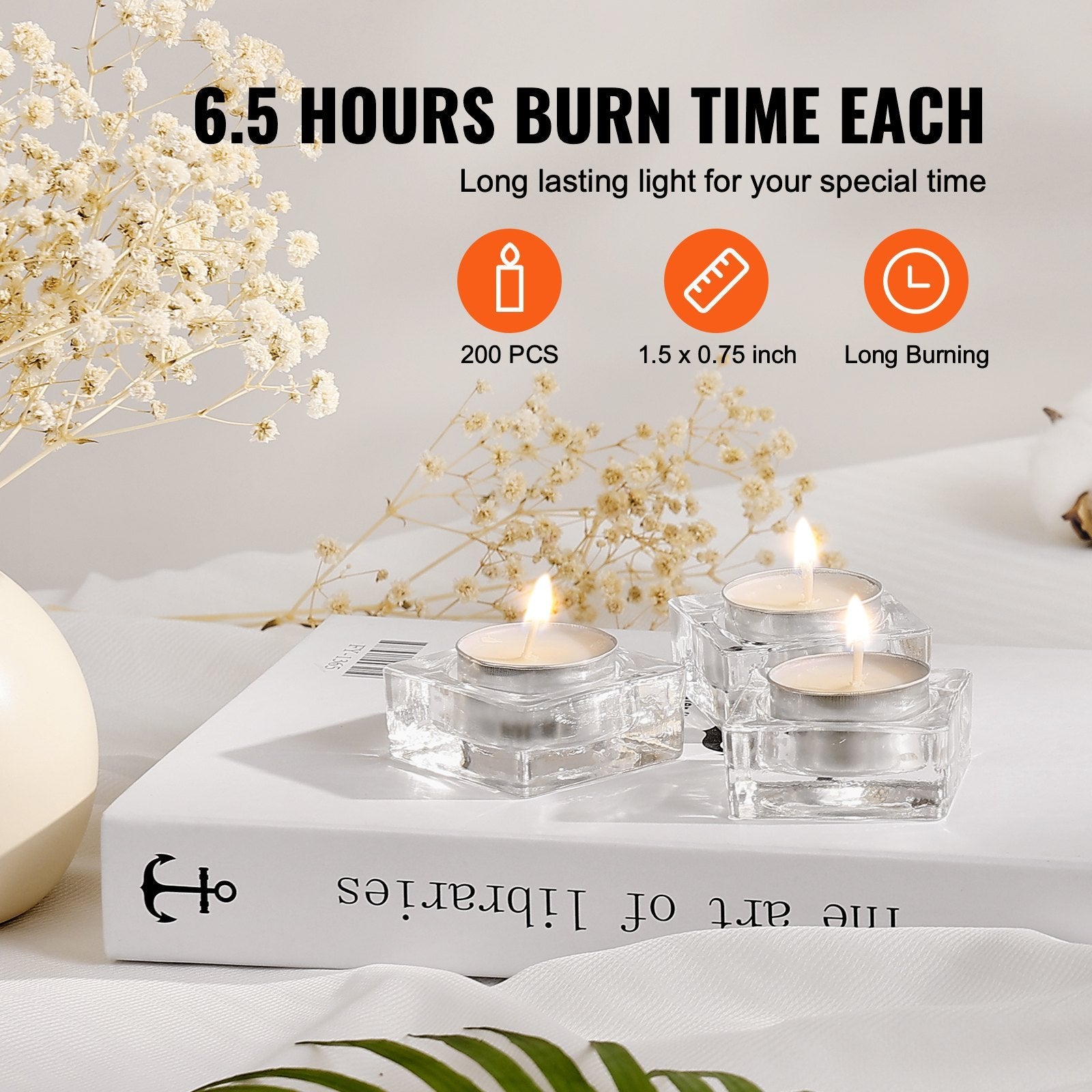 200 Pack Unscented Tea Lights Candles 6.5 Hours Long Burning Christmas