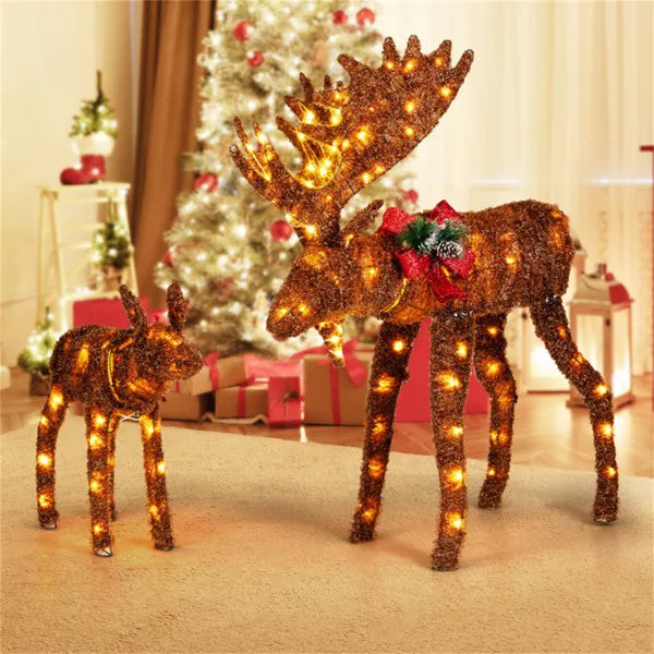 2-piece Set Lit Moose Christmas Decoration With LED Lights