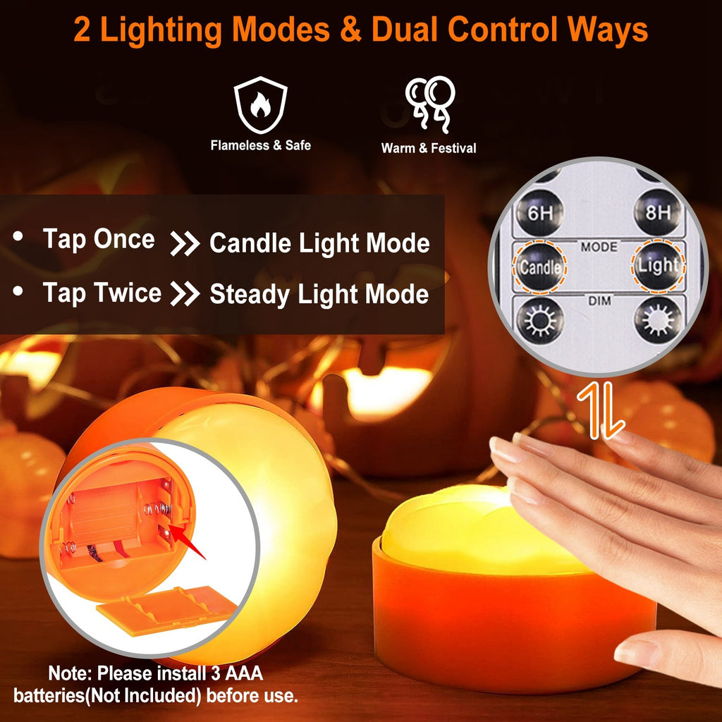 4 Pack Halloween LED Pumpkin Lights Battery Operated
