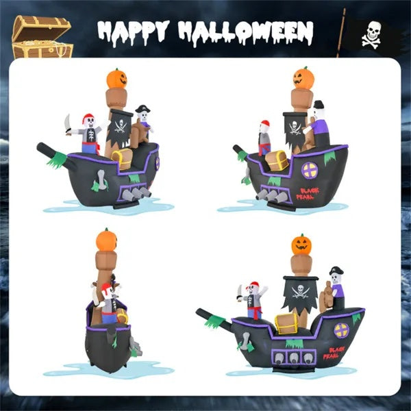 7 Foot Inflatable Halloween Pirate Boat With LED Light Blower