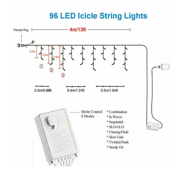 Curtain Icicle Lights Wedding Party LED Fairy Christmas Indoor Outdoor