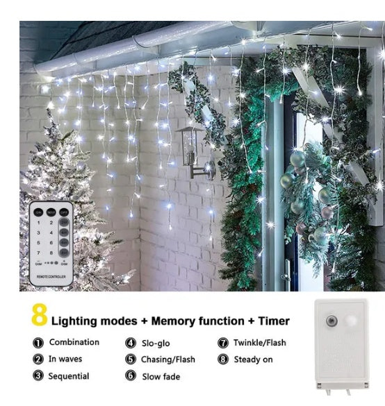 Curtain Icicle Lights Wedding Party LED Fairy Christmas Indoor Outdoor