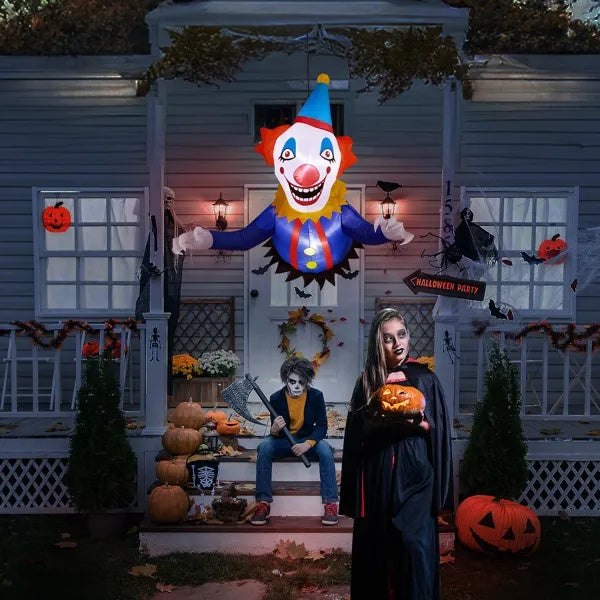 3.3 FT Halloween Inflatable Clown Broke Out From Window Outdoor Decorations, Scary Blow Up Decor With Built-in LED Lights