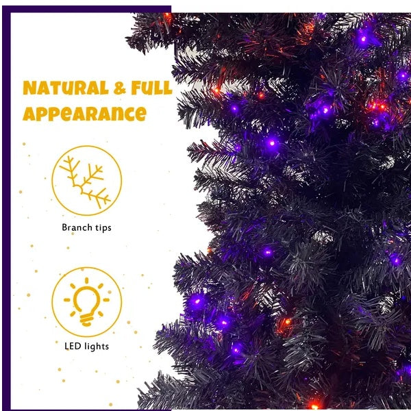 6FT Artificial Fir Bent Top Halloween Christmas Tree, Xmas Tree Bendable Style Christmas Tree Holiday Decoration
