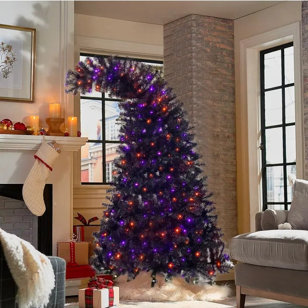 6FT Artificial Fir Bent Top Halloween Christmas Tree, Xmas Tree Bendable Style Christmas Tree Holiday Decoration