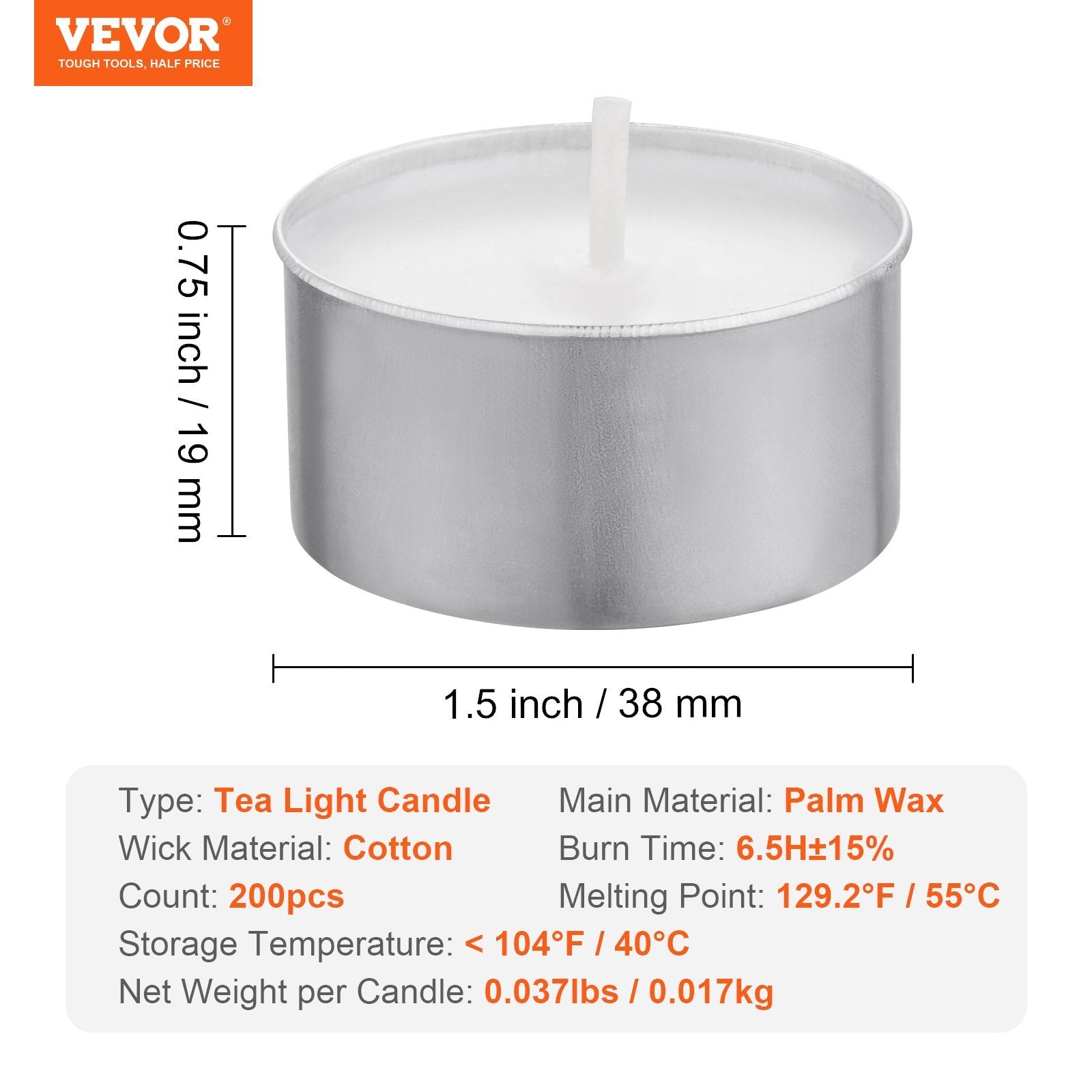 200 Pack Unscented Tea Lights Candles 6.5 Hours Long Burning Christmas