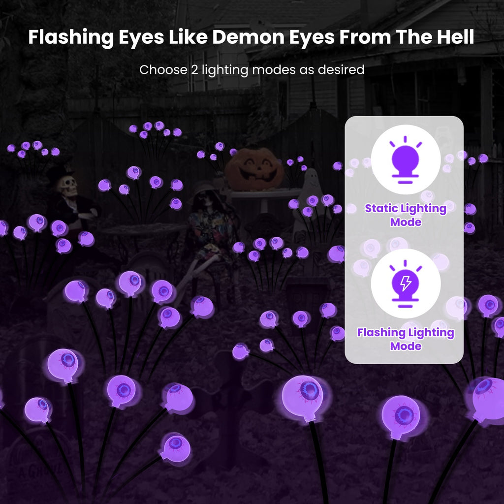2Pcs Purple Light OR 2Pcs Green Light Solar Scary Eyeballs Lights