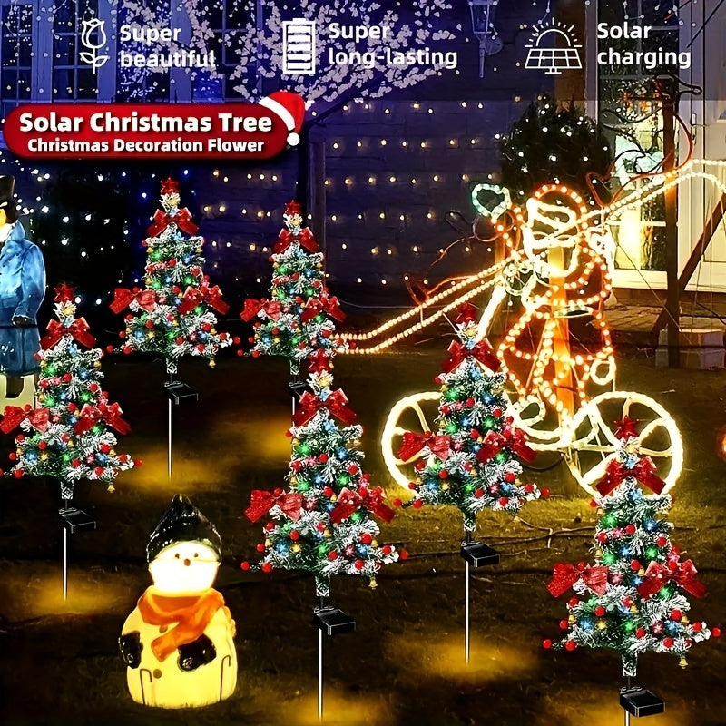 2pcs Solar Christmas Cedar Tree Lights Outdoor Lawn Ground Plug Patio Landscape Balcony Christmas