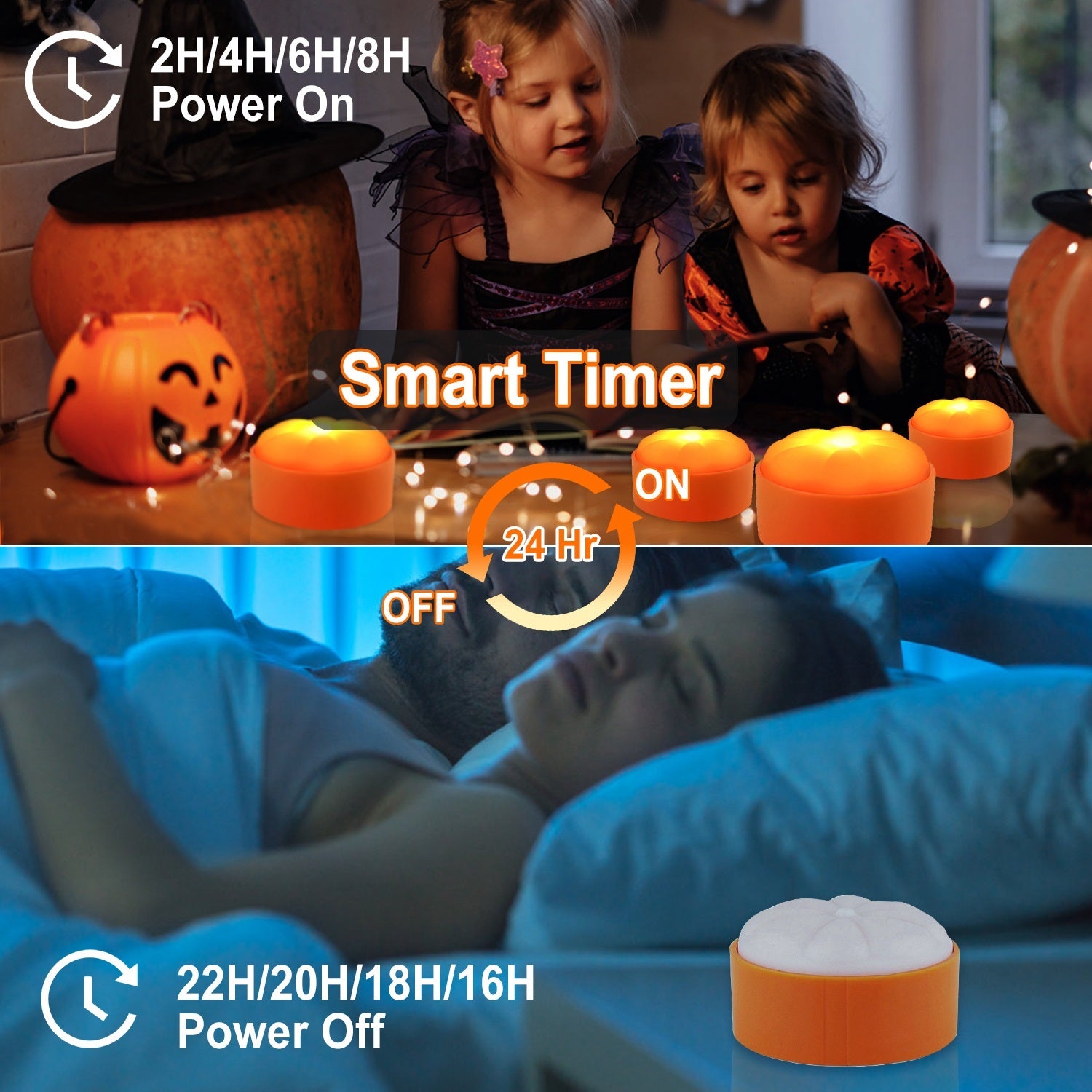 4 Pack Halloween LED Pumpkin Lights Battery Operated