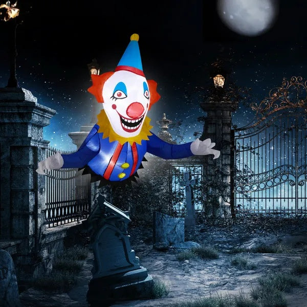 3.3 FT Halloween Inflatable Clown Broke Out From Window Outdoor Decorations, Scary Blow Up Decor With Built-in LED Lights