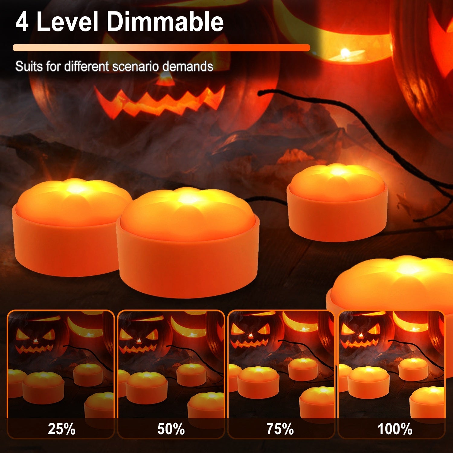 4 Pack Halloween LED Pumpkin Lights Battery Operated