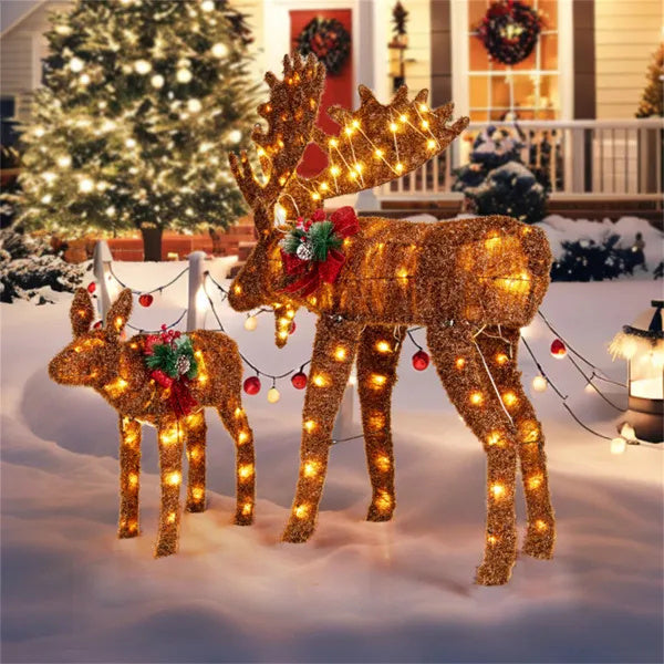 2-piece Set Lit Moose Christmas Decoration With LED Lights