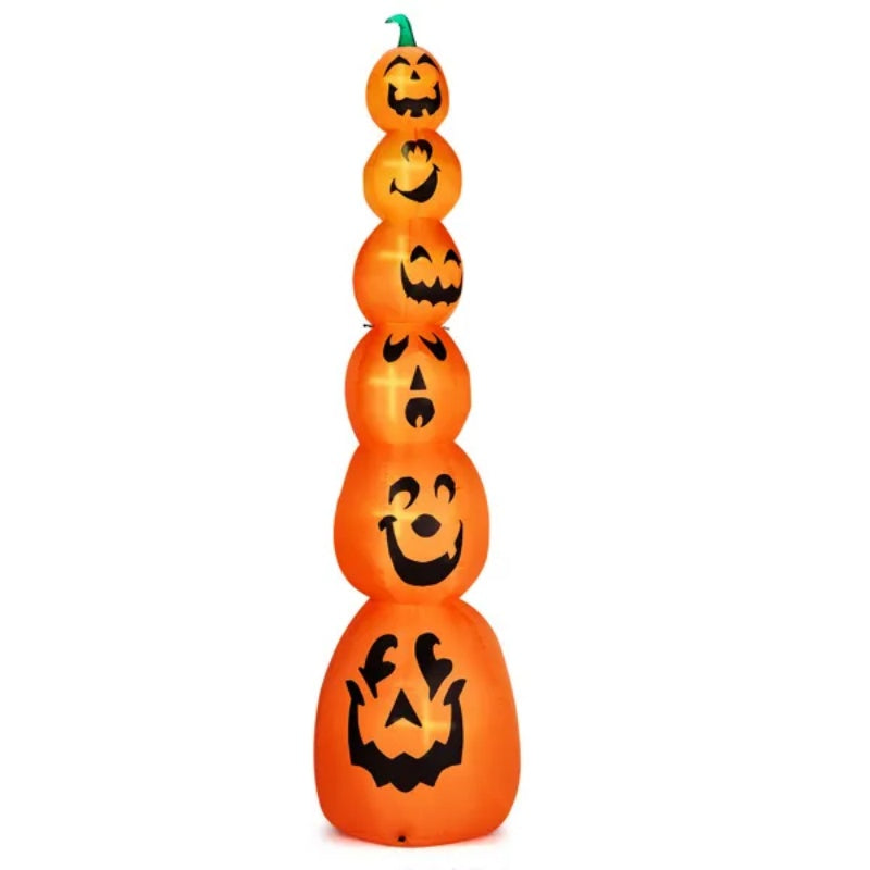 9FT Halloween Inflatable Stacked Pumpkins, Blow Up 6 Pumpkins Inflatable With Built-in LED Lights