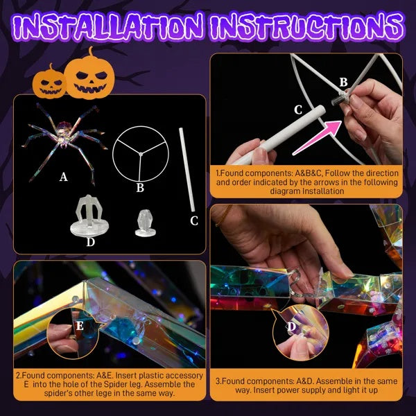 3FT Halloween Decorations Light Up Spider