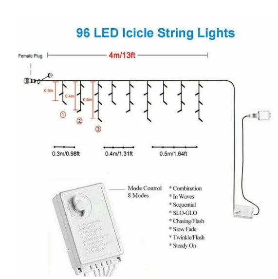 Curtain Icicle Lights Wedding Party LED Fairy Christmas Indoor Outdoor