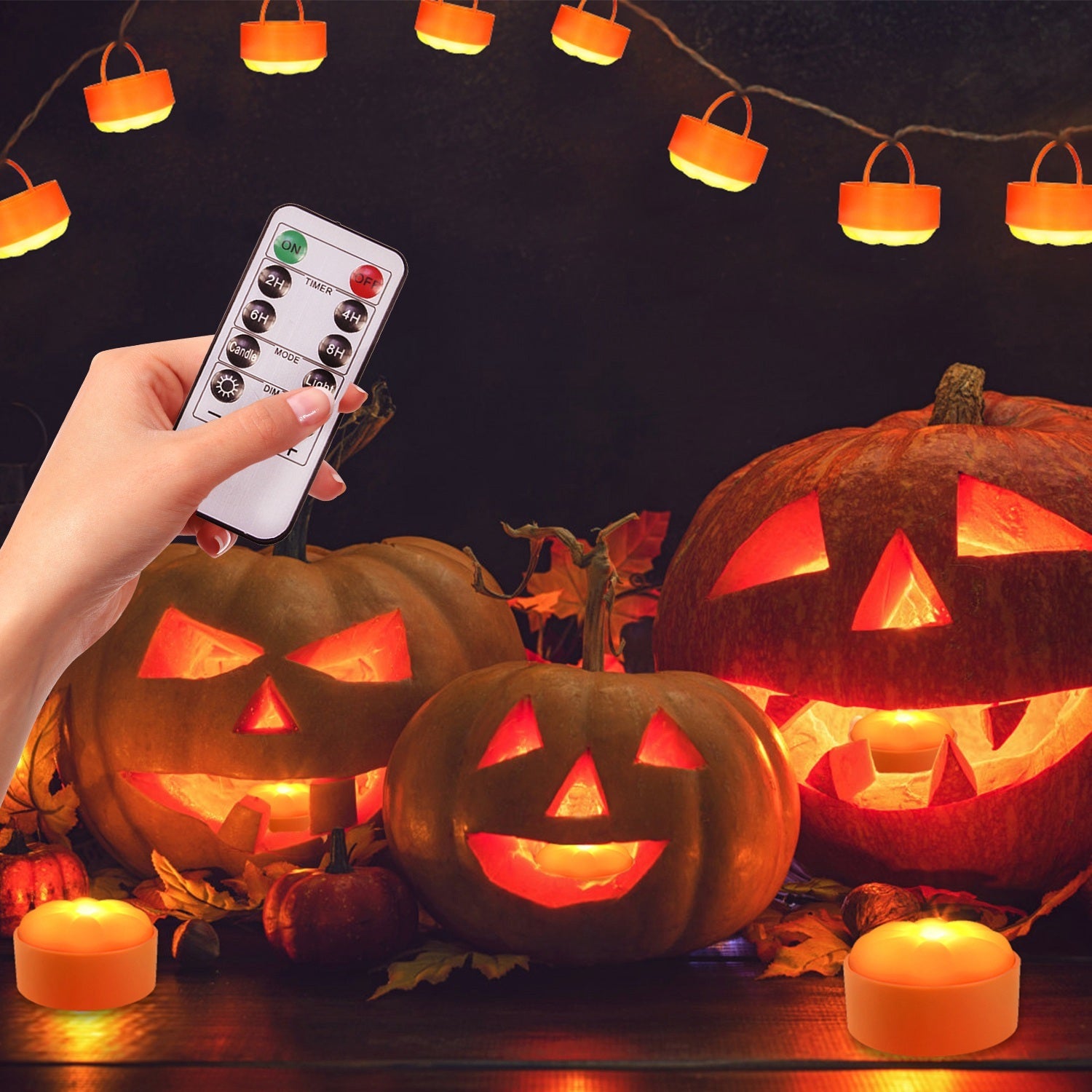4 Pack Halloween LED Pumpkin Lights Battery Operated
