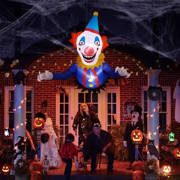 3.3 FT Halloween Inflatable Clown Broke Out From Window Outdoor Decorations, Scary Blow Up Decor With Built-in LED Lights