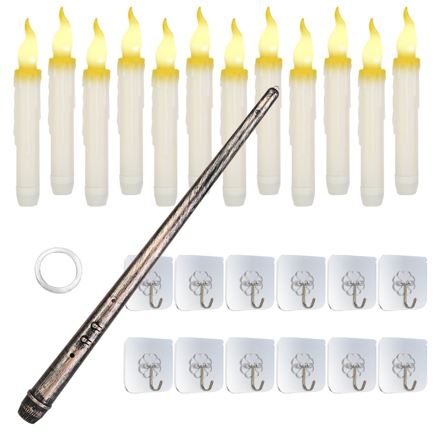 12Pcs Flameless Floating Candles LED Magic Hanging Candle Light Battery Operated
