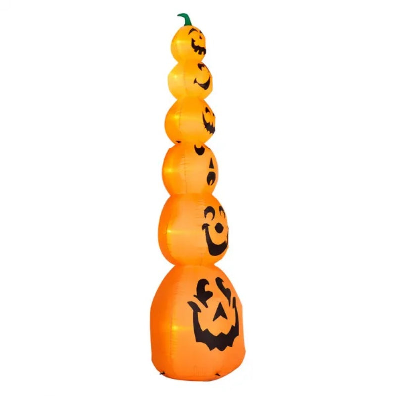 9FT Halloween Inflatable Stacked Pumpkins, Blow Up 6 Pumpkins Inflatable With Built-in LED Lights
