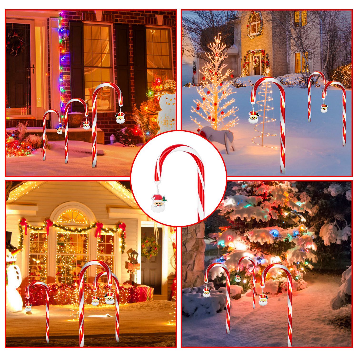 Solar Candy Cane Christmas Lights – 72LED Outdoor Waterproof Pathway Decorations with Timer & Modes