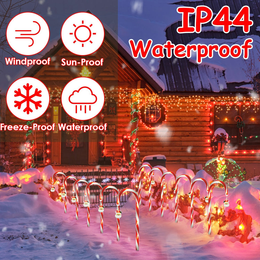 Solar Candy Cane Christmas Lights – 72LED Outdoor Waterproof Pathway Decorations with Timer & Modes