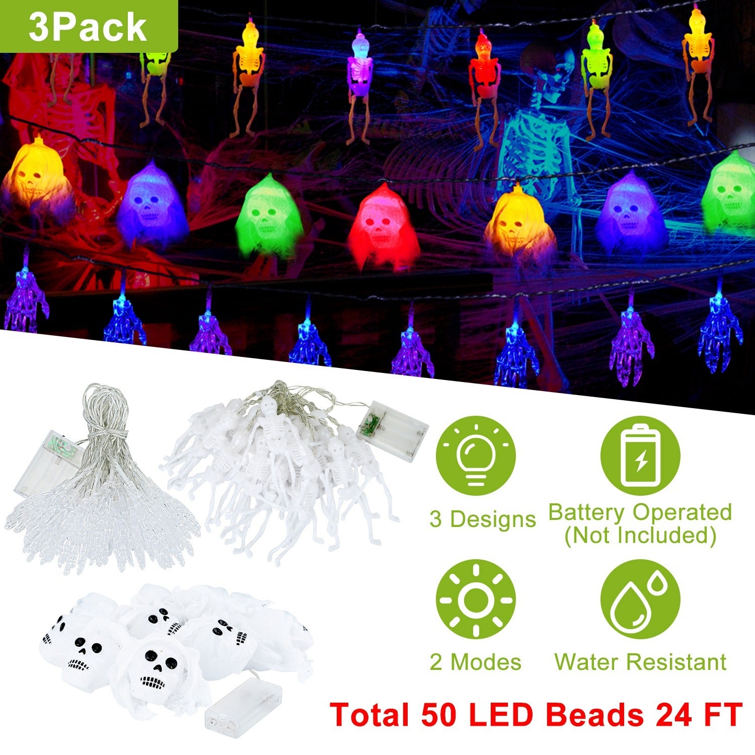 3Pcs Halloween Light Decorations Set