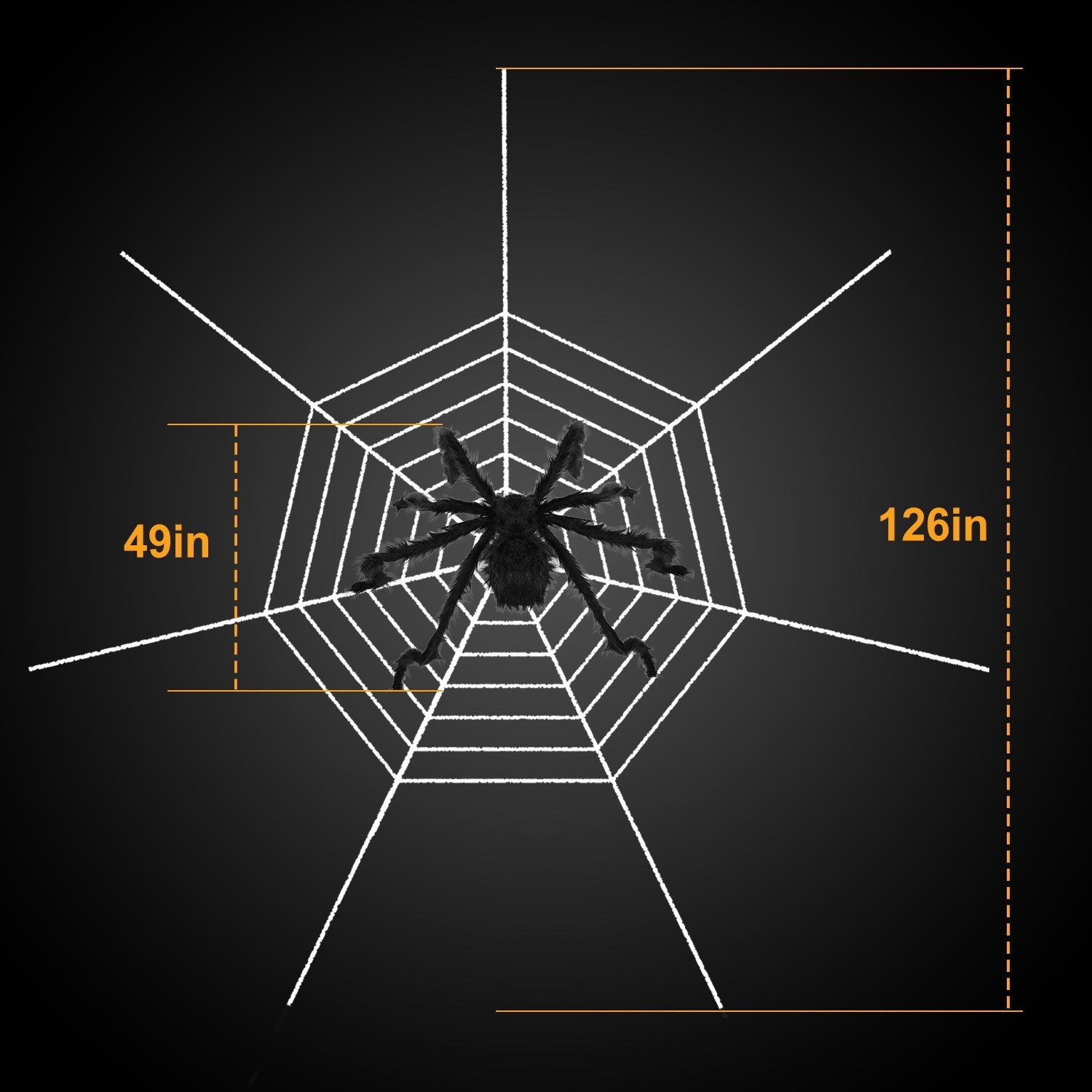 1Pc Halloween Decorations Spider Outdoor 49inch Halloween Spider With 126 Inch Tarantula Mega Spider Web