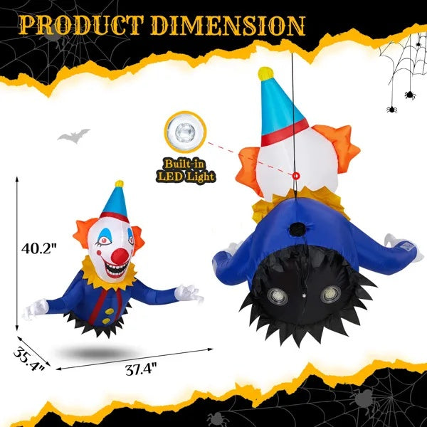 3.3 FT Halloween Inflatable Clown Broke Out From Window Outdoor Decorations, Scary Blow Up Decor With Built-in LED Lights
