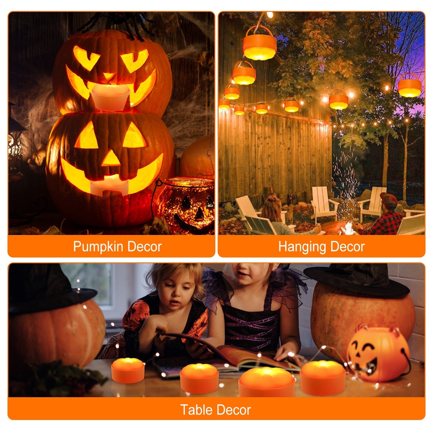 4 Pack Halloween LED Pumpkin Lights Battery Operated