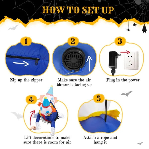 3.3 FT Halloween Inflatable Clown Broke Out From Window Outdoor Decorations, Scary Blow Up Decor With Built-in LED Lights