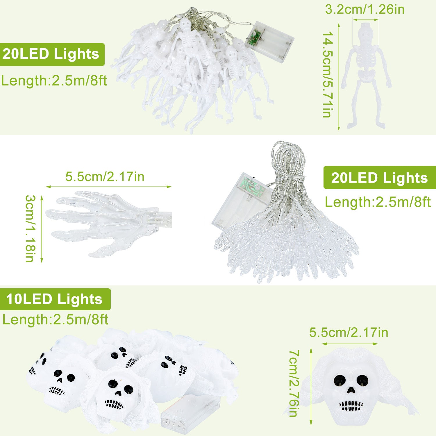 3Pcs Halloween Light Decorations Set