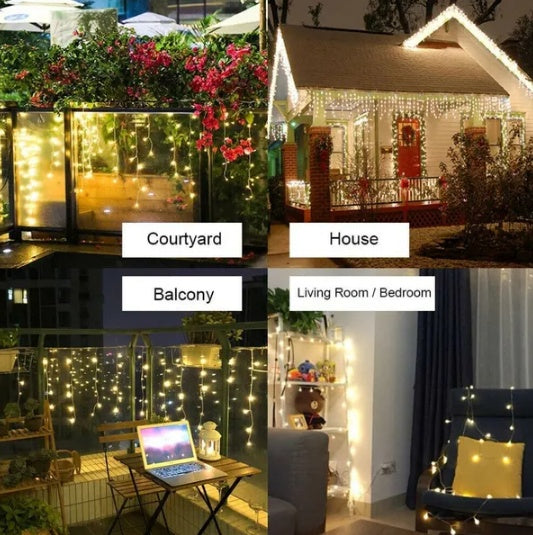 Curtain Icicle Lights Wedding Party LED Fairy Christmas Indoor Outdoor