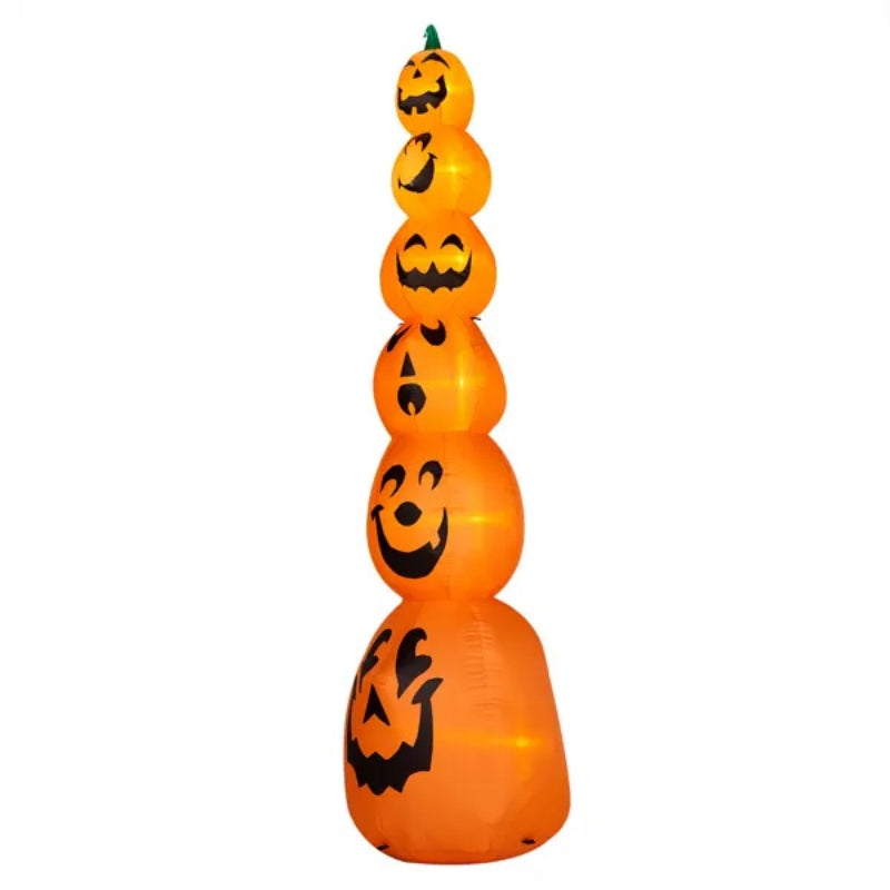 9FT Halloween Inflatable Stacked Pumpkins, Blow Up 6 Pumpkins Inflatable With Built-in LED Lights