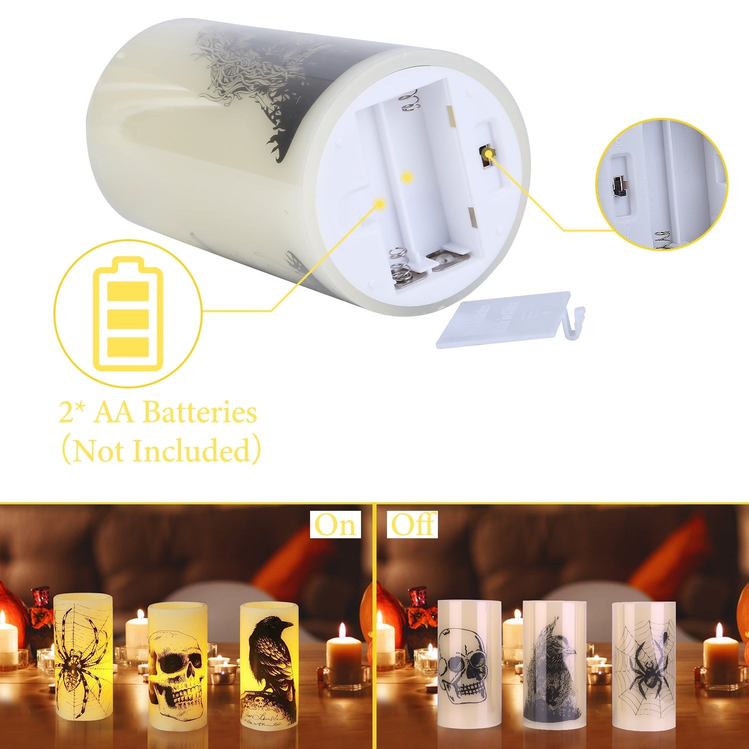 3 Pack Halloween Flameless Candle Lamp