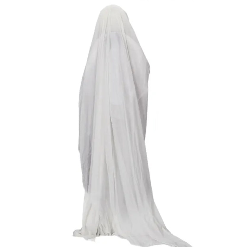 4.3ft Halloween Decorations Outdoor Life Size Animatronics Ghost With Trident, Sound-Actived Party Decor With Green Lights And Creepy Sound, Scary Haunted House Props