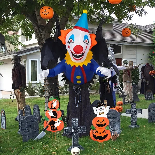 3.3 FT Halloween Inflatable Clown Broke Out From Window Outdoor Decorations, Scary Blow Up Decor With Built-in LED Lights