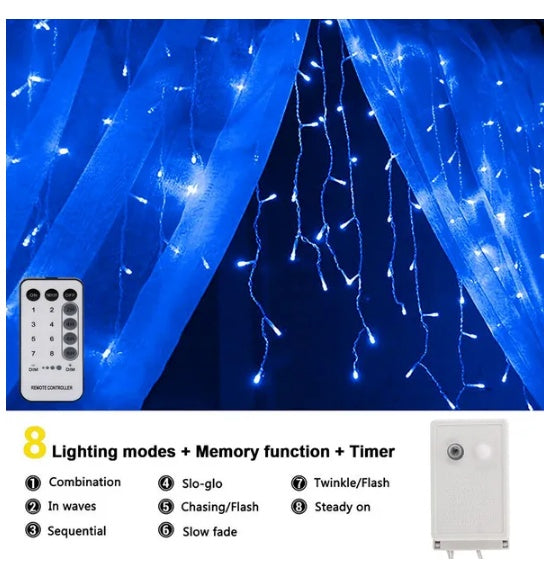Curtain Icicle Lights Wedding Party LED Fairy Christmas Indoor Outdoor