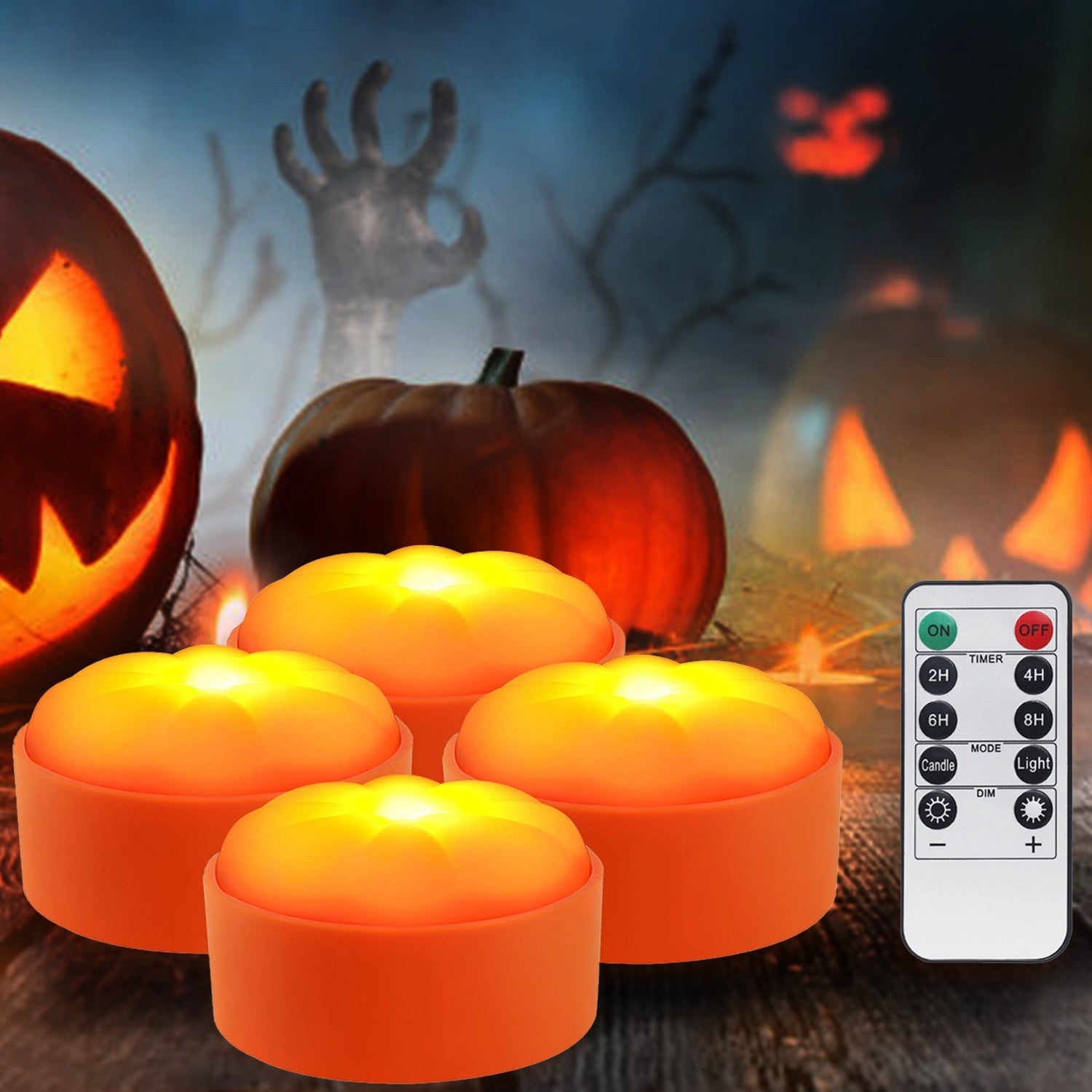 4 Pack Halloween LED Pumpkin Lights Battery Operated