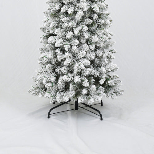 3 Pcs Flocked Artificial Christmas Tree Set With Lights, 4ft 5ft 6ft Christmas Snow Tree Set, Christmas Decor