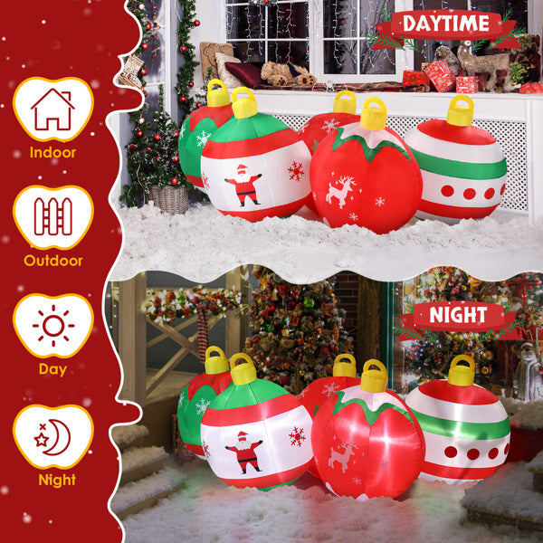6.9ft, Five Christmas Balls, Five LED Lights, Bundle Pocket, Christmas Inflatable Decoration