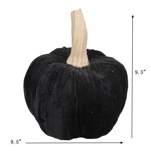 9.5 Black Velvet Pumpkin Large, For Holiday Halloween Decor