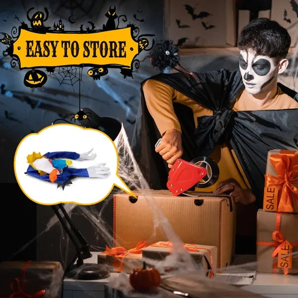 3.3 FT Halloween Inflatable Clown Broke Out From Window Outdoor Decorations, Scary Blow Up Decor With Built-in LED Lights